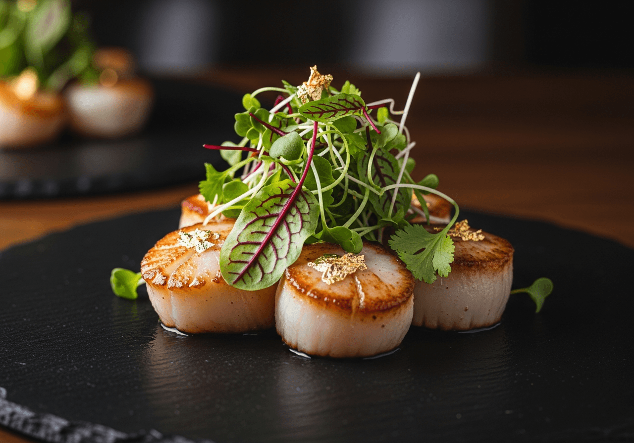 Freshly caught coastal scallops plated at a Barton Investors Group venue